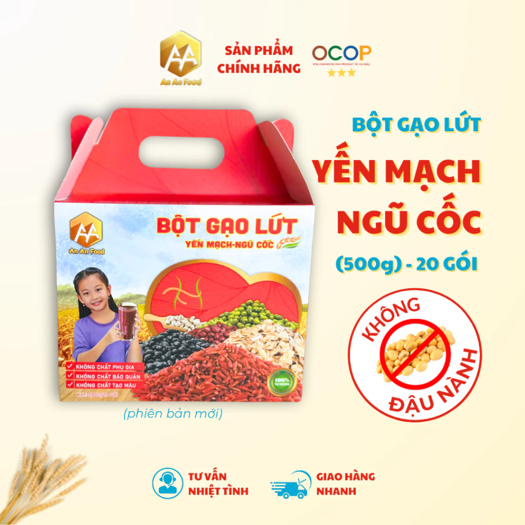 BỘT GẠO LỨT YẾN MẠCH NGŨ CỐC (hộp giấy 500g- 20 gói)