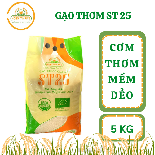 Gạo thơm ST25 hữu cơ Hồng Tân USDA Organic 5kg