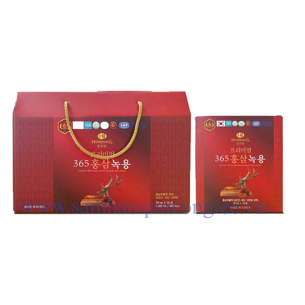 Nước hồng sâm Gold 365 Daesan Hàn Quốc, hộp 10 chai x 100ml