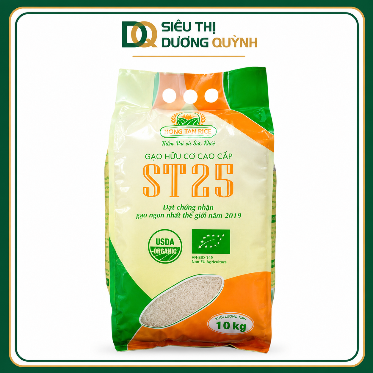Gạo thơm hữu cơ ST25 Hồng Tân 10kg