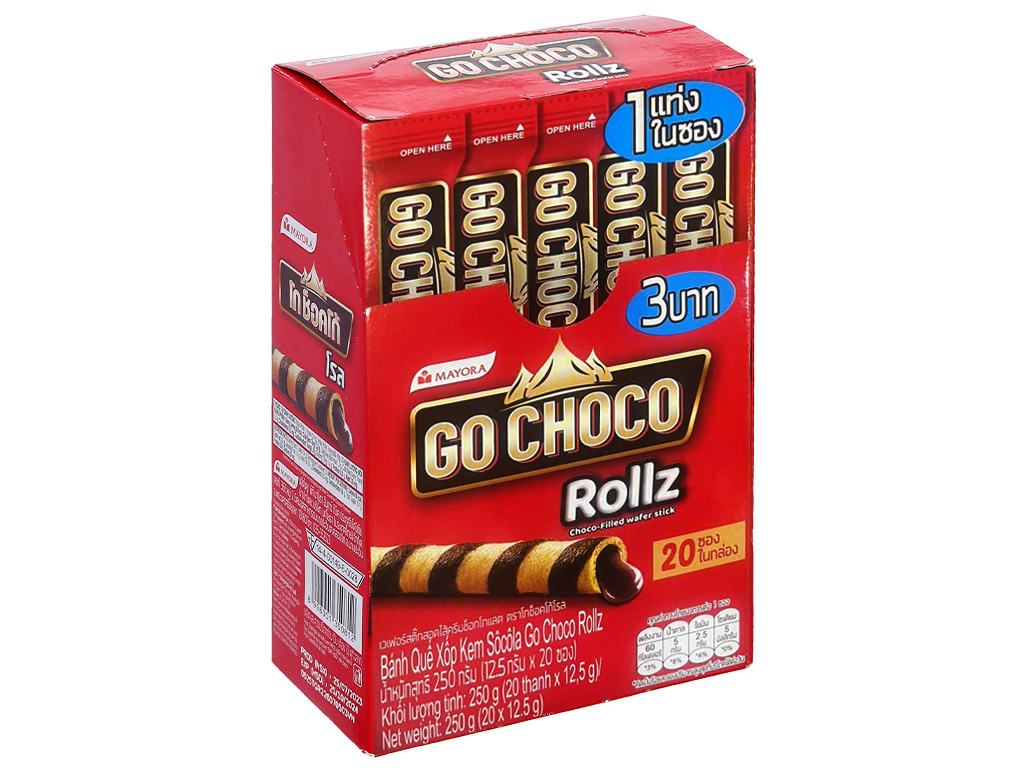 Bánh quế xốp socola Go Choco Rollz 1
