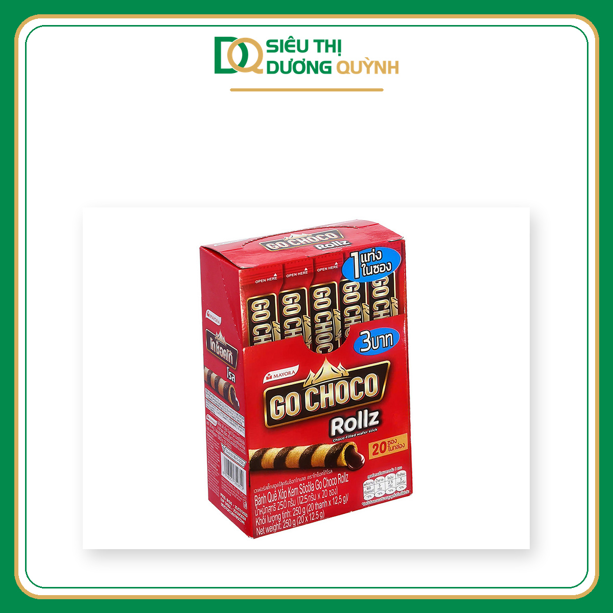 Bánh quế xốp socola Go Choco Rollz