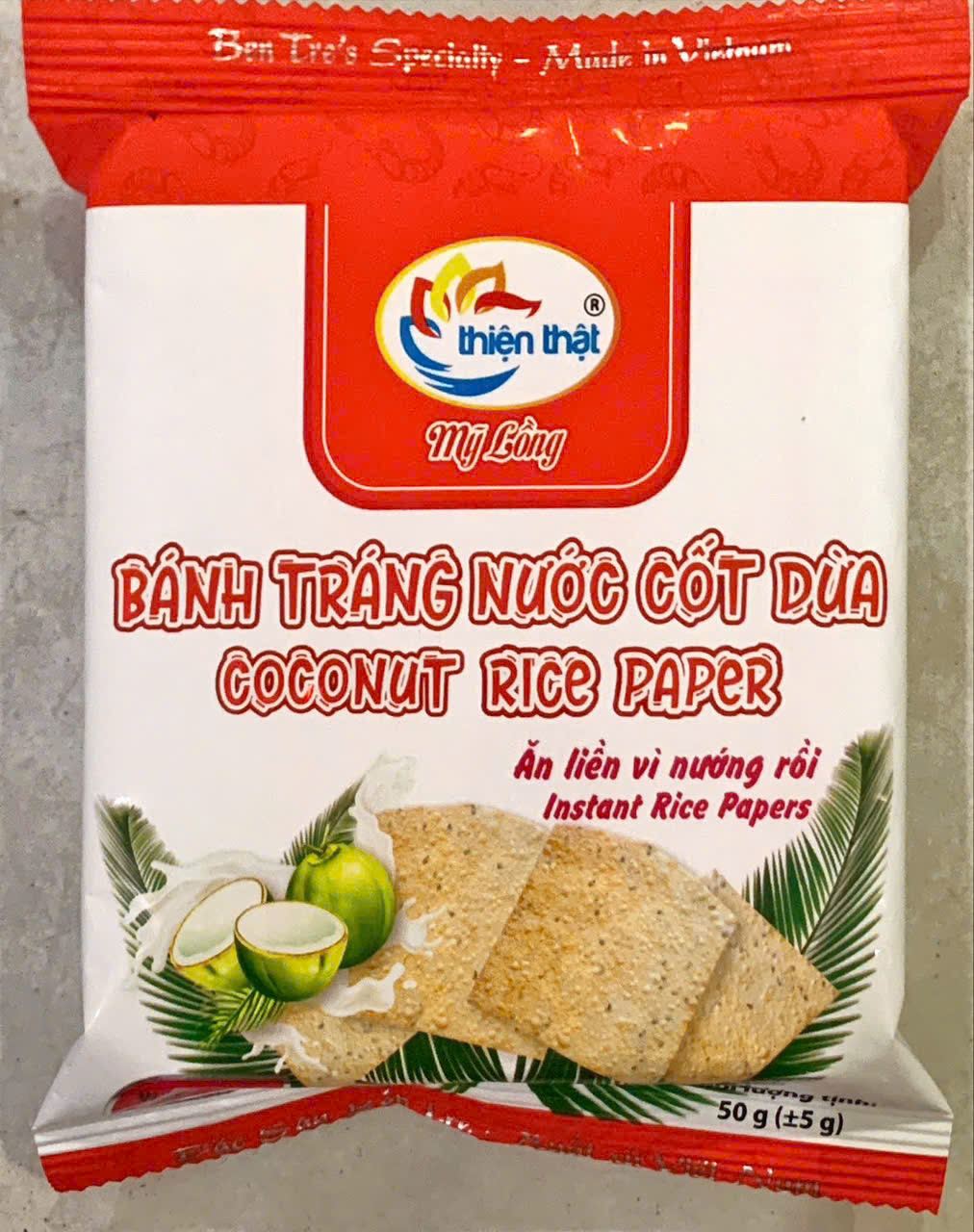 Bánh tráng nước cốt dừa vị tôm cay Thiện thật 170gr tại Siêu Thị Dương Quỳnh