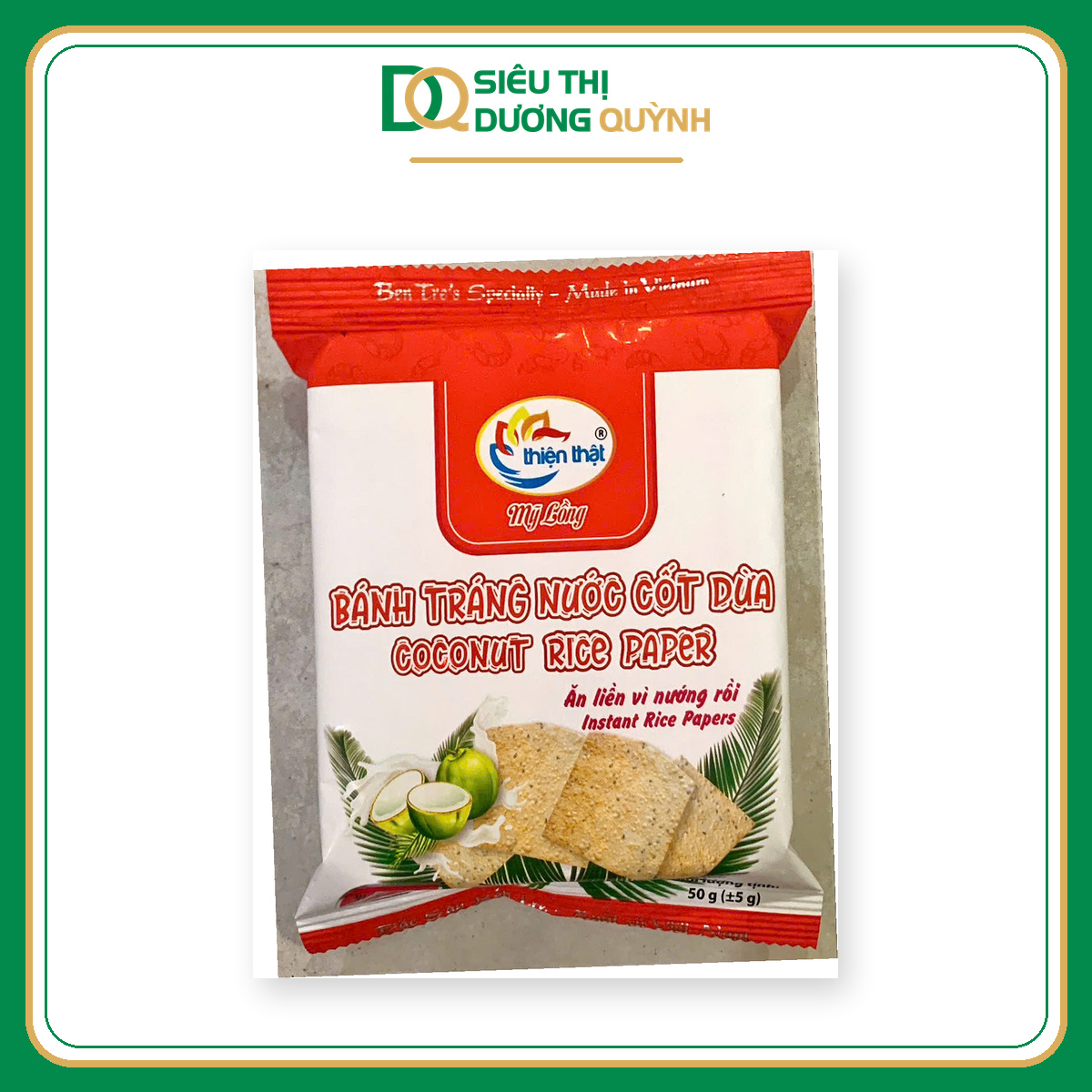 Bánh tráng nước cốt dừa vị tôm cay Thiện thật 170gr