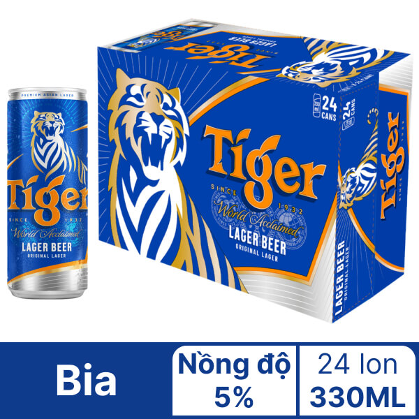 Thùng 24 lon bia Tiger 330ml 1