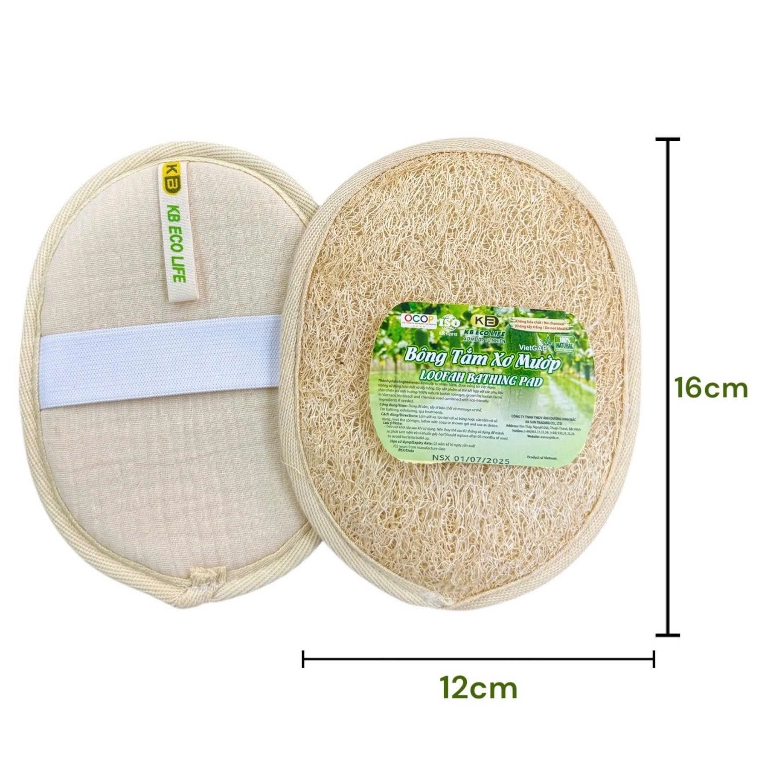 BÔNG TẮM XƠ MƯỚP 1 MẶT XƠ OVAL 12*16CM 1
