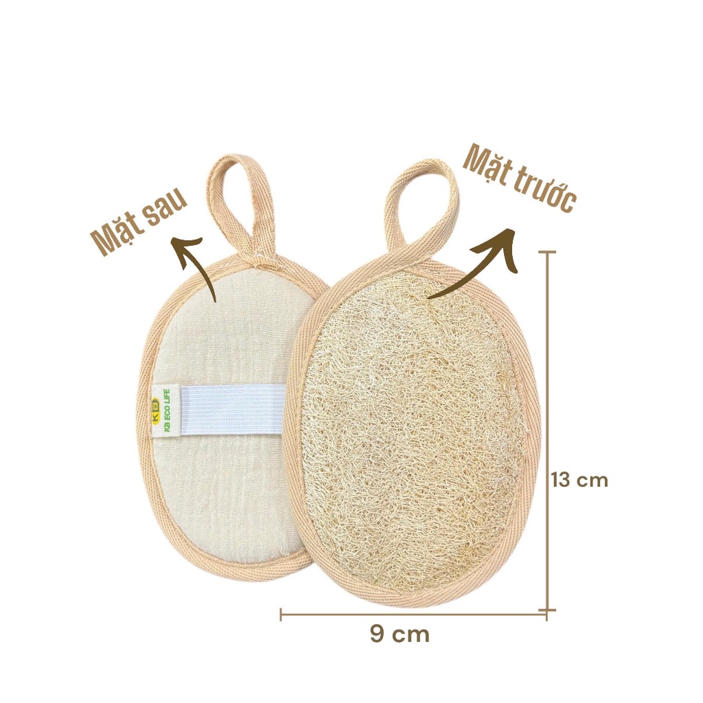 BÔNG TẮM XƠ MƯỚP 1 MẶT XƠ OVAL 9*13CM 1