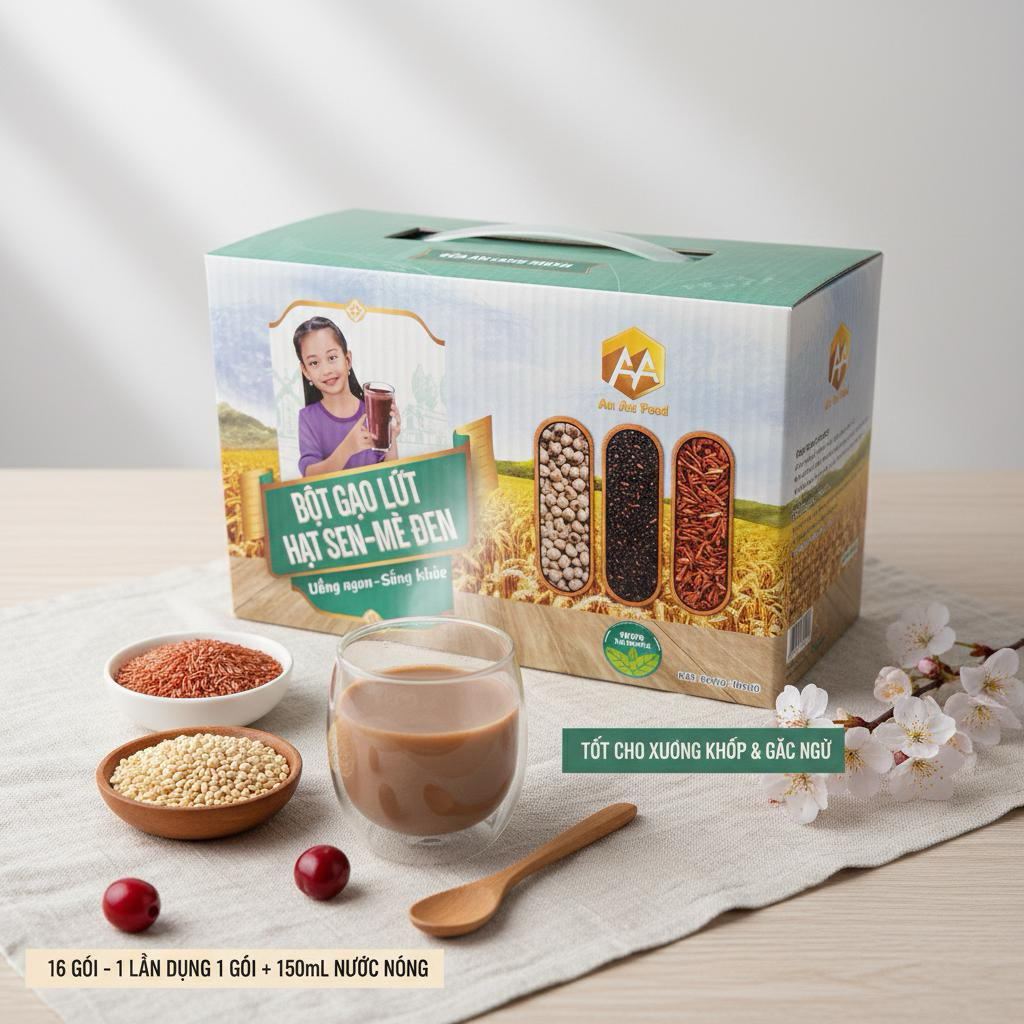 Bột gạo lứt hạt sen mè đen An An 400g - hộp 16 gói 1