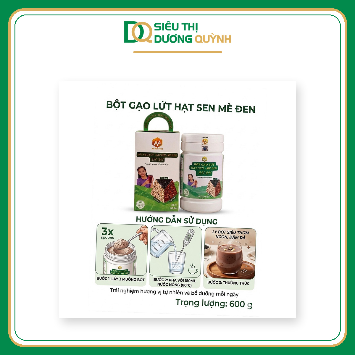 Bột gạo lứt hạt sen mè đen An An 600g
