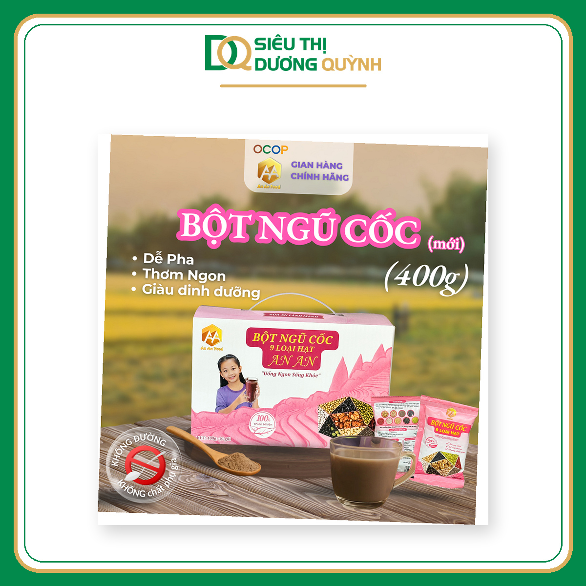Bột ngũ cốc 9 loại hạt An An 400g - hộp 16 gói