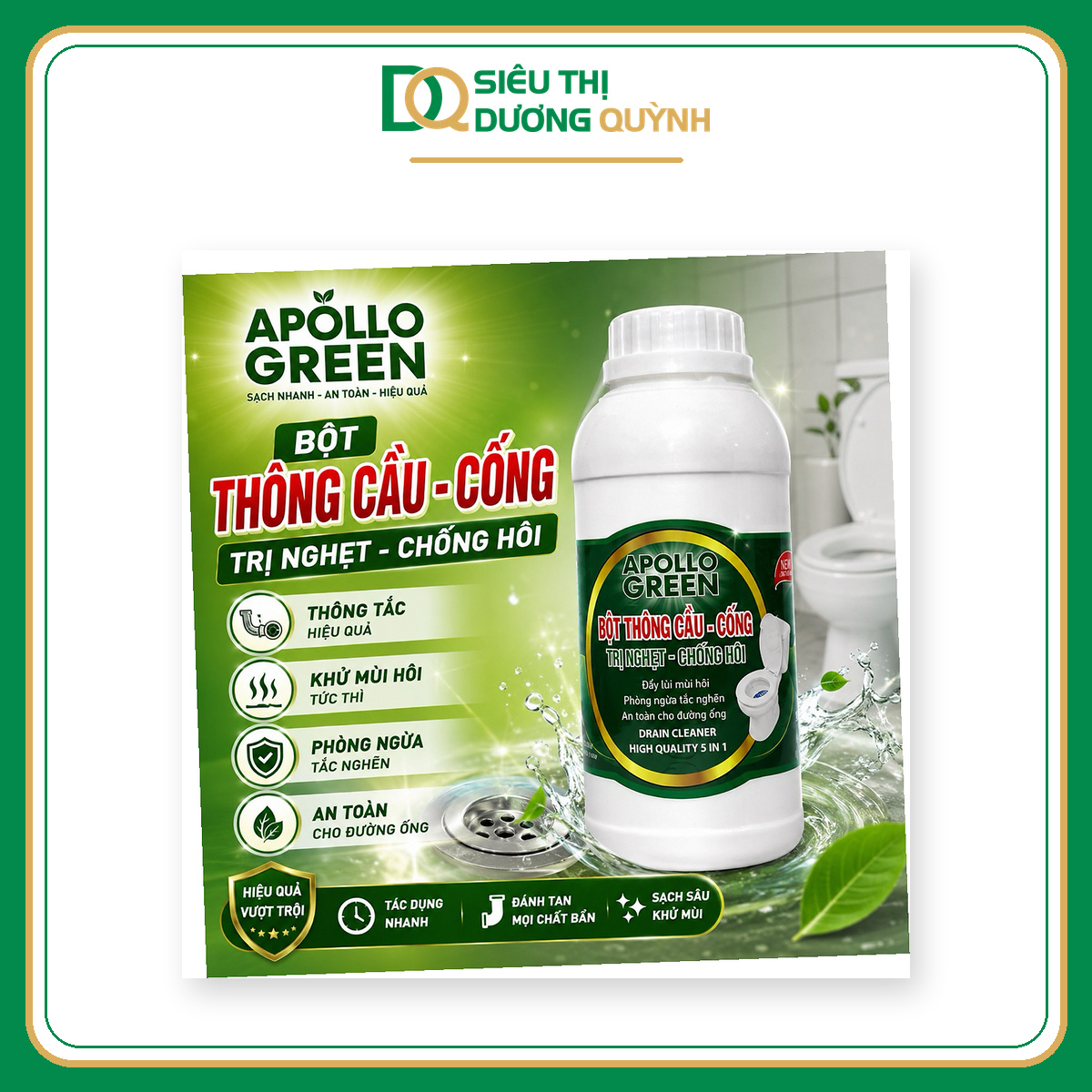Bột thông cầu cống Apollo Green 550gr