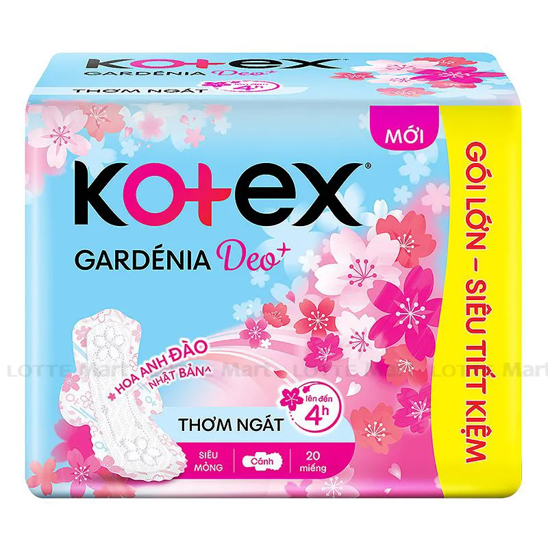 Băng vệ sinh Kotex Gardenia Deo+ hoa anh đào 23cm 6 miếng 1