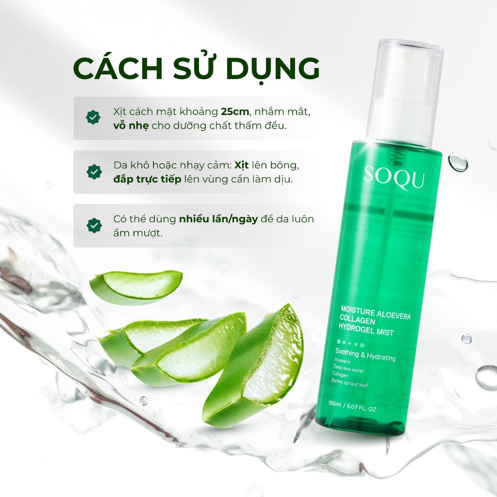 Xịt khoáng SOQU Aloe Vera Collagen 150ml 1