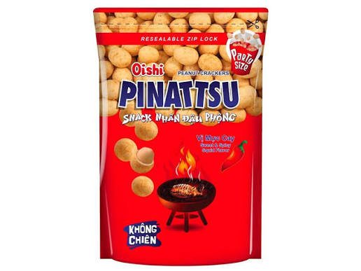 Snack nhân đậu phộng Oishi Pinattsu vị mực cay 1