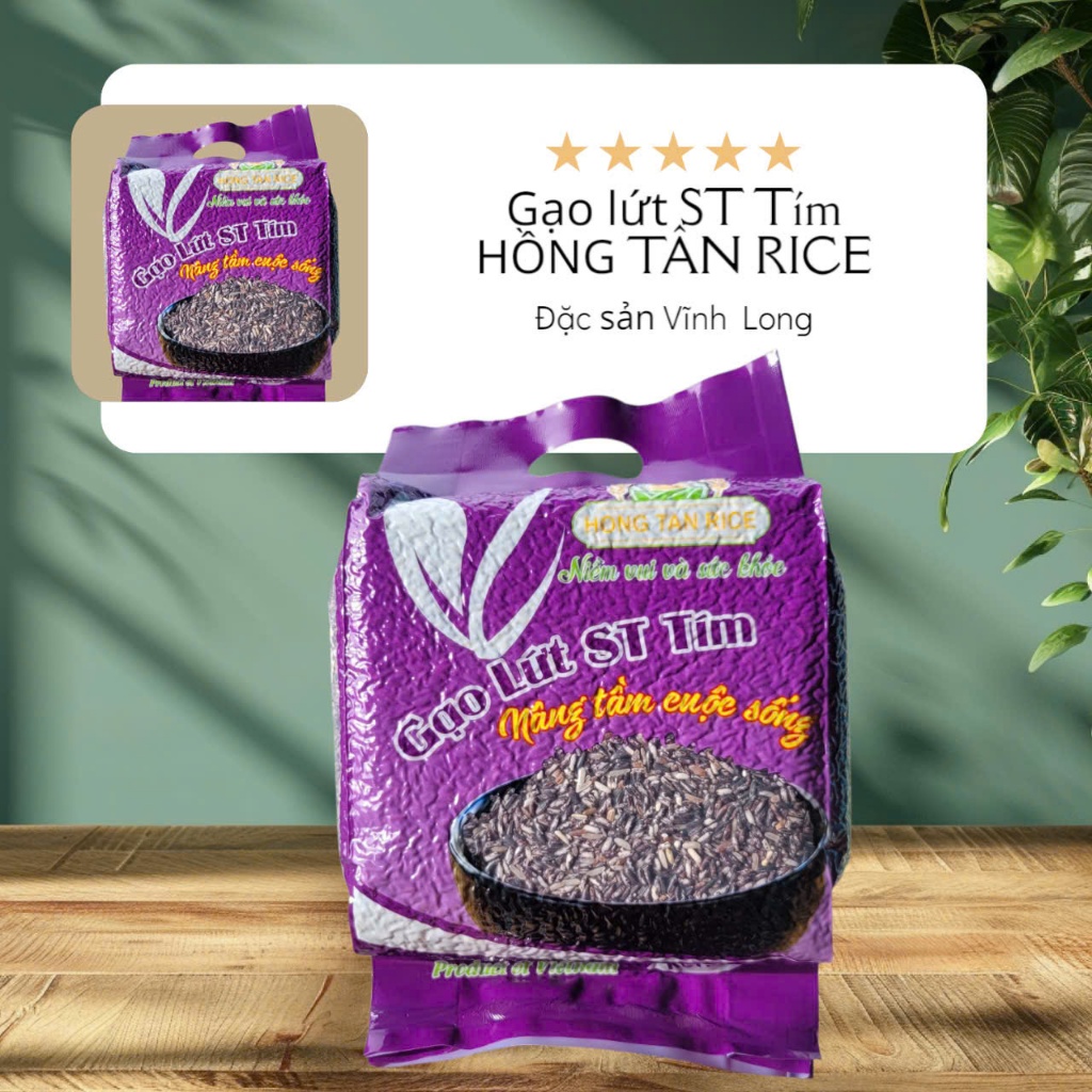 Gạo lứt ST Tím Sầy 2kg Hồng Tân 1