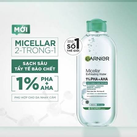 Nước tẩy trang Garnier Micellar Gentle Peeling 1% PHA + AHA 400ml 1