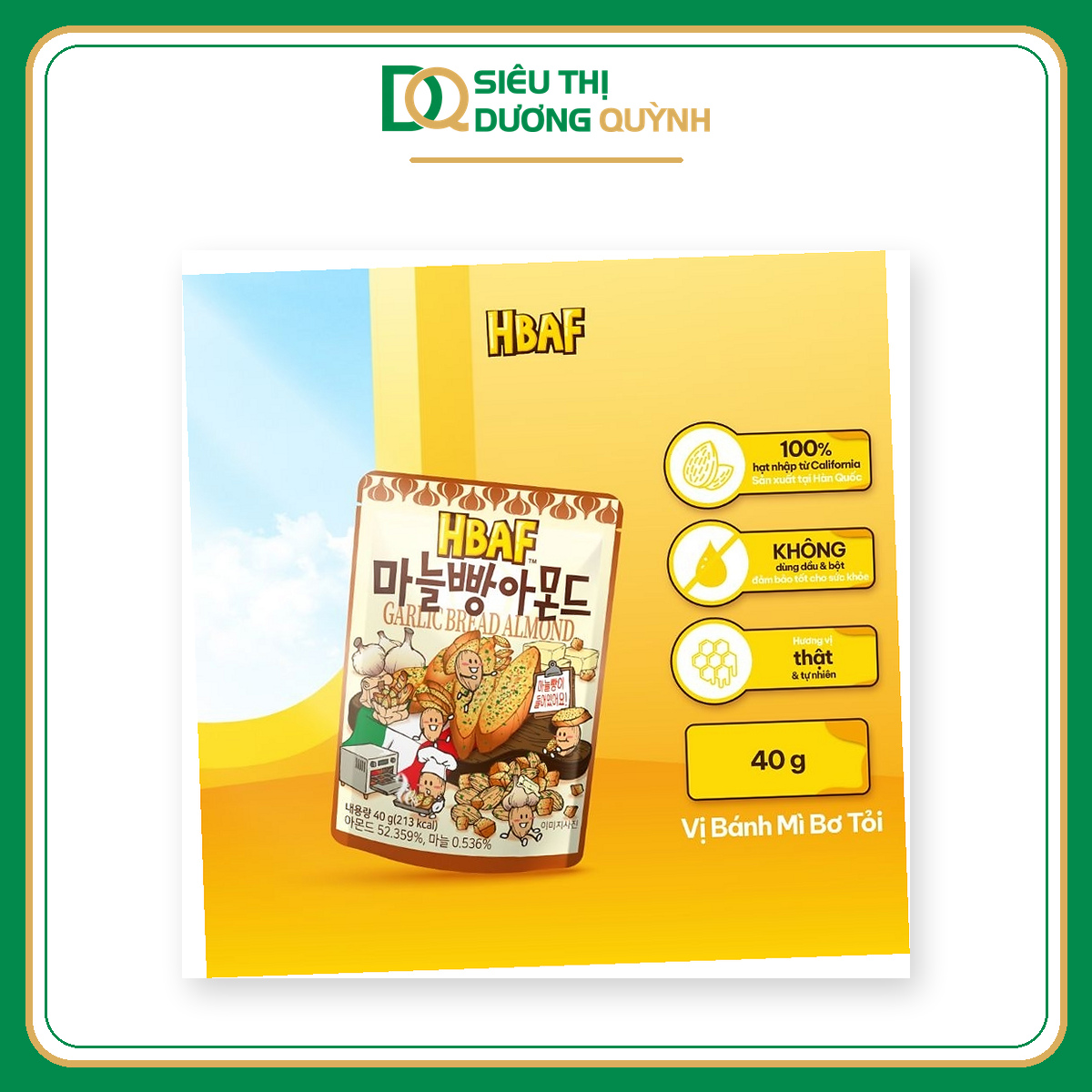 Hạnh nhân bánh mì bơ tỏi HBAF 40g