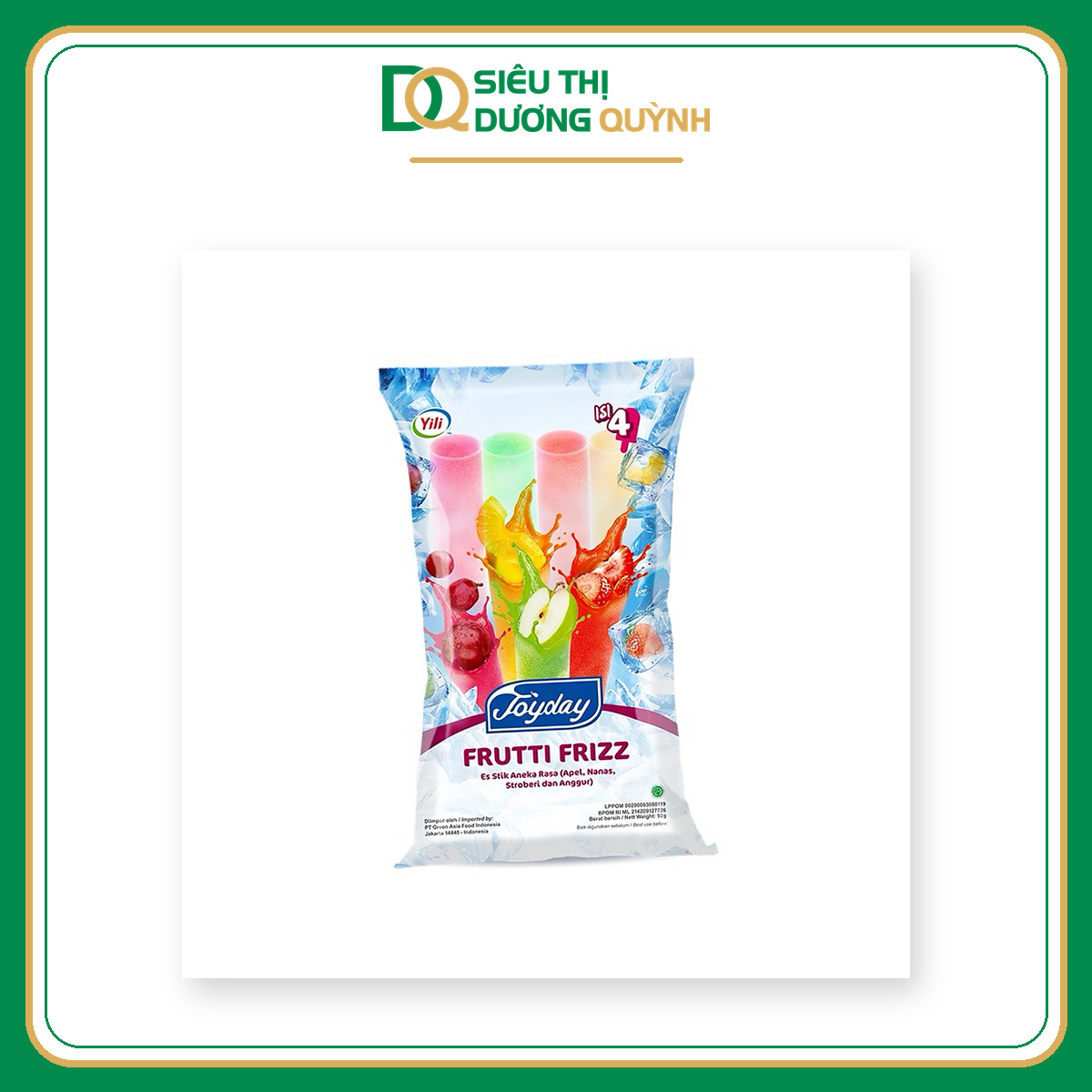 Kem que Joyday Frutti Frizz táo, dứa, dâu và nho 92g