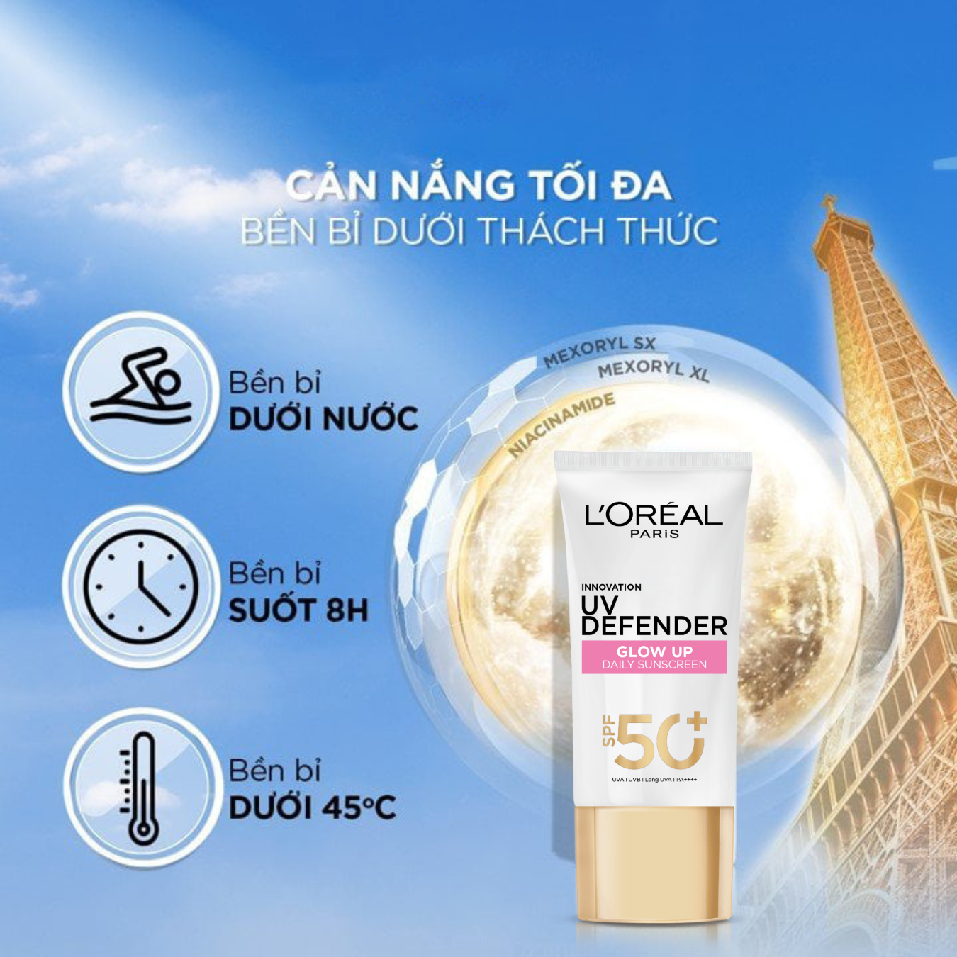 Kem chống nắng L'Oréal UV Defender Bright & Clear SPF50+ PA++++ 50ml 1