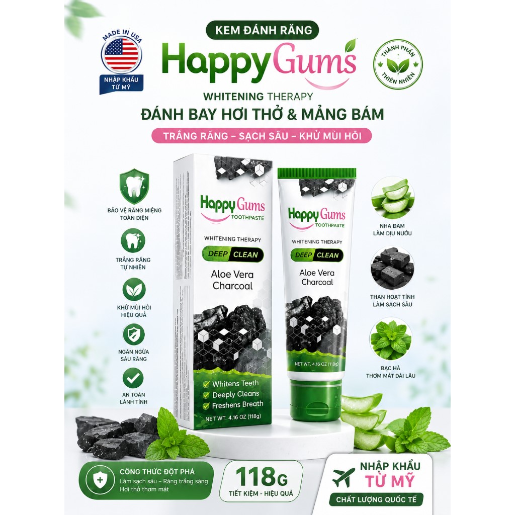 Combo 3 tuýp kem đánh răng Happy Gums Deep Clean 118g (mua 2 tặng 1) 1
