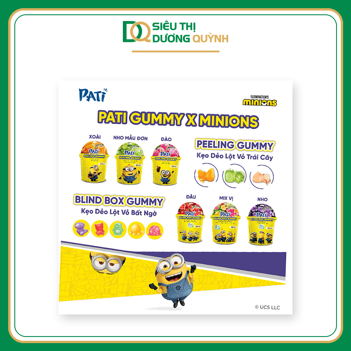 Kẹo dẻo Pati Blind Box Gummy x Minions hộp 8 gói