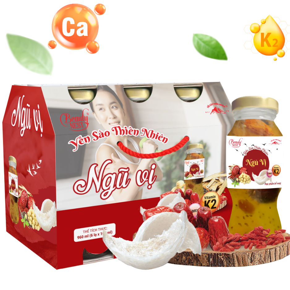 Beauty Nest – Yến sào thiên nhiên ngũ vị – Khay 6 lọ x 160ml