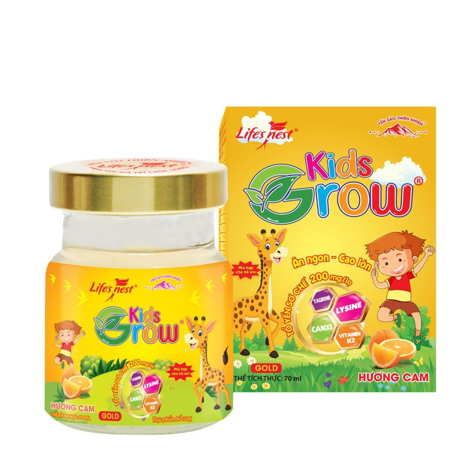 Yến sào thiên nhiên Kids Grow hương cam – Hũ 70ml