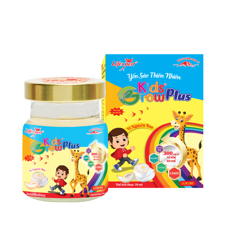 Yến sào thiên nhiên Kids Grow Plus vị nguyên bản – Hũ 70ml