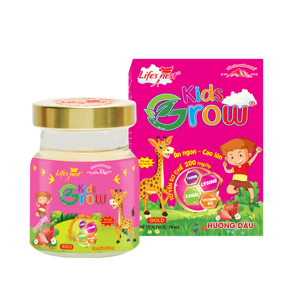 Yến sào thiên nhiên Kids Grow hương dâu – Hũ 70ml