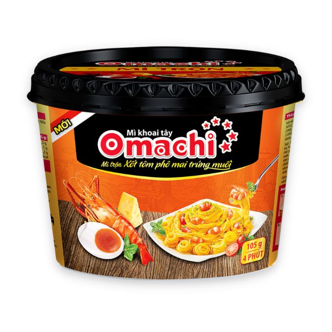 Mì trộn Omachi xốt tôm phô mai trứng muối tô 105g 1
