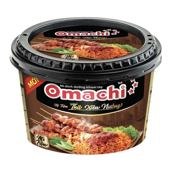 Mì trộn Omachi thịt xiên nướng tô 104g 1