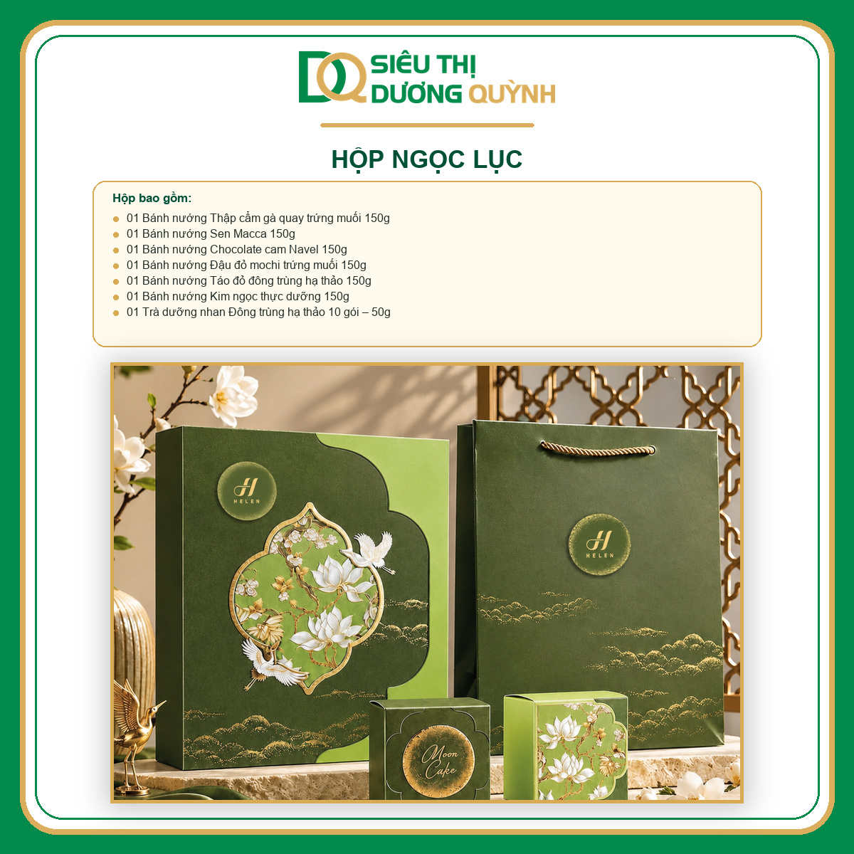 Hộp Ngọc Lục – 6 bánh kèm trà