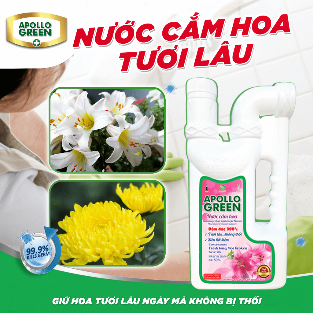 Nước cắm giữ hoa tươi Apollo Green 1200gr 1