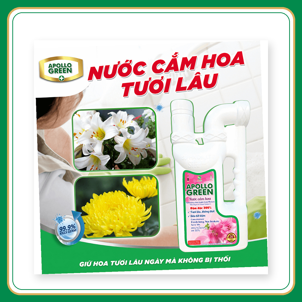 Nước cắm giữ hoa tươi Apollo Green 1200gr