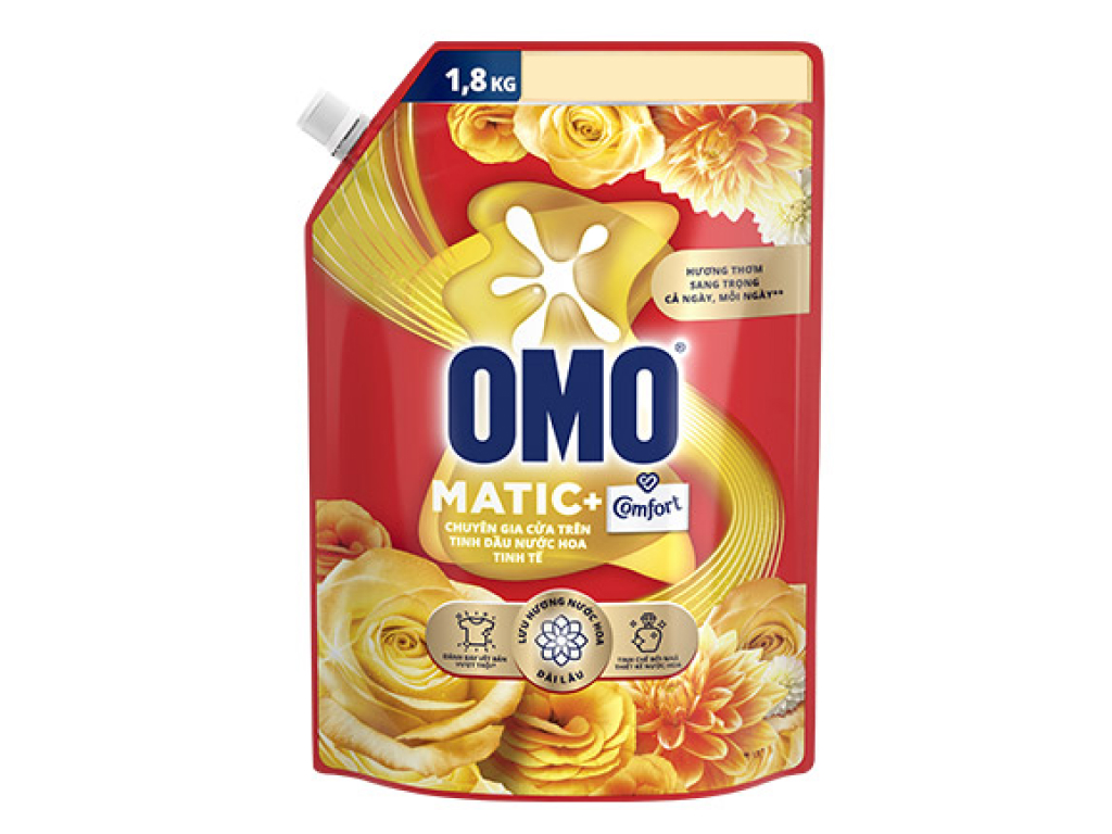 Nước giặt Omo máy giặt cửa trên tinh dầu nước hoa tinh tế 1.8kg 1