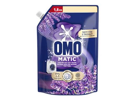 Nước giặt Omo máy giặt cửa trước hương hoa oải hương thư thái 1.8kg 1