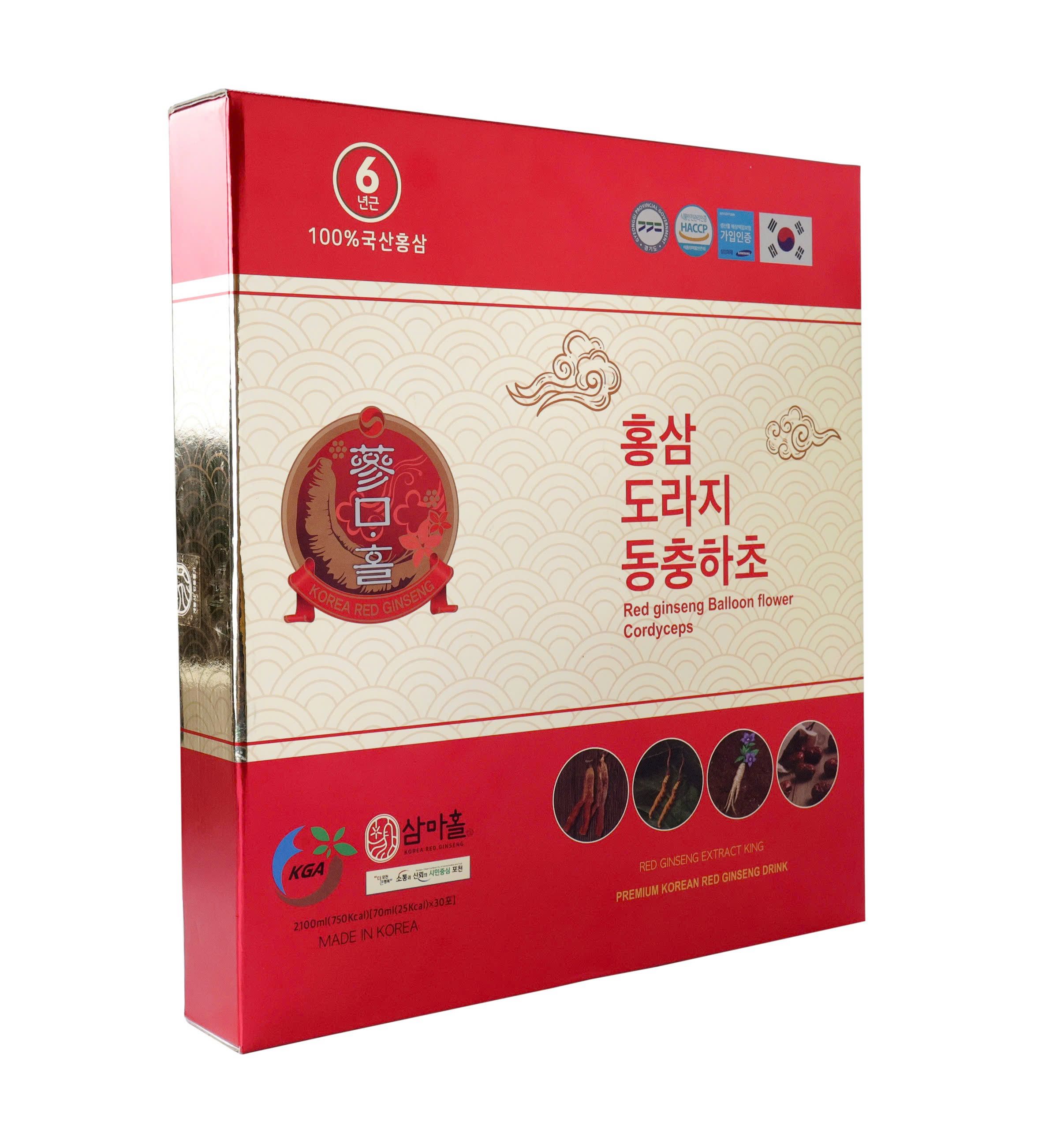 Nước hồng sâm cát cánh đông trùng hạ thảo KGA 70ml x 30 gói