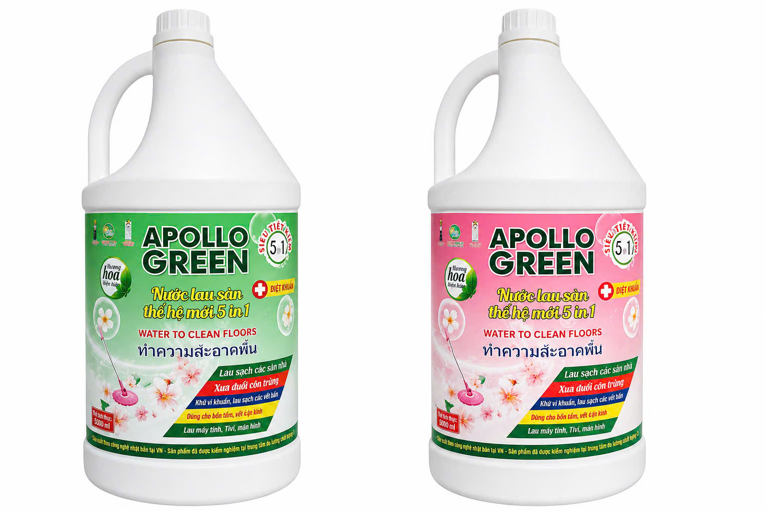 Nước lau sàn Apollo Green 5 in 1 hương hoa hồng 3800g 1