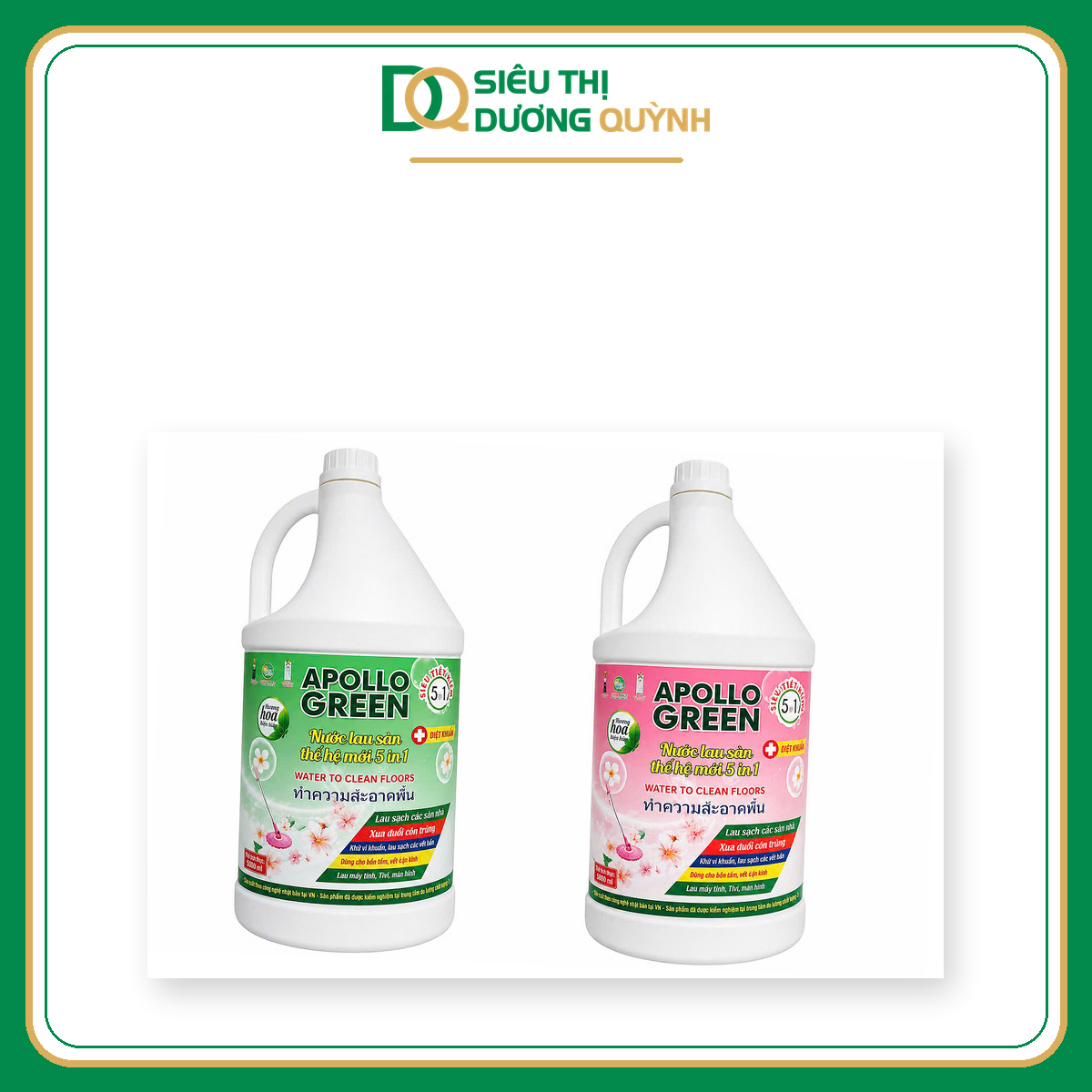 Nước lau sàn Apollo Green 5 in 1 hương hoa hồng 3800g