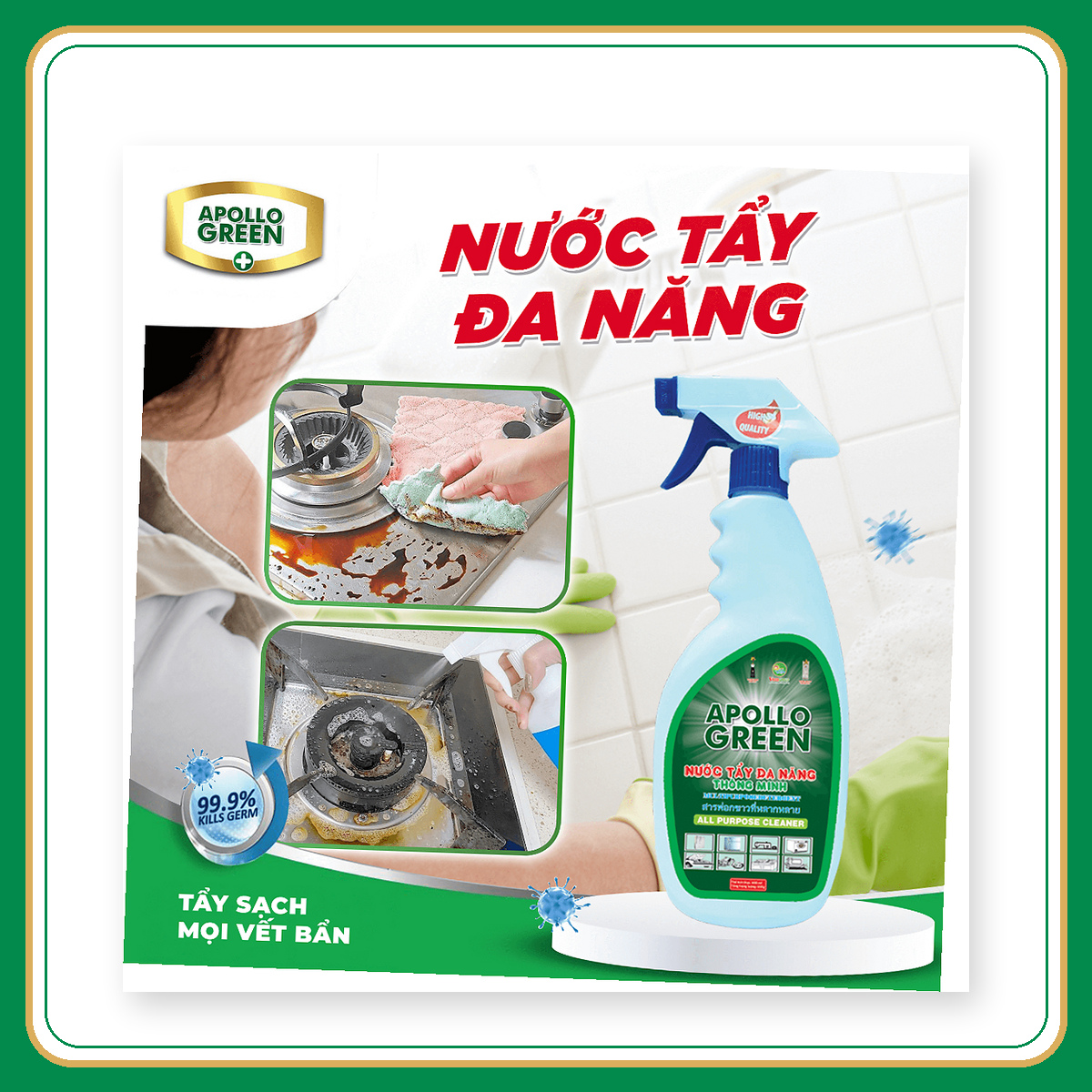 Nước tẩy Block máy đa năng Apollo Green 650gr