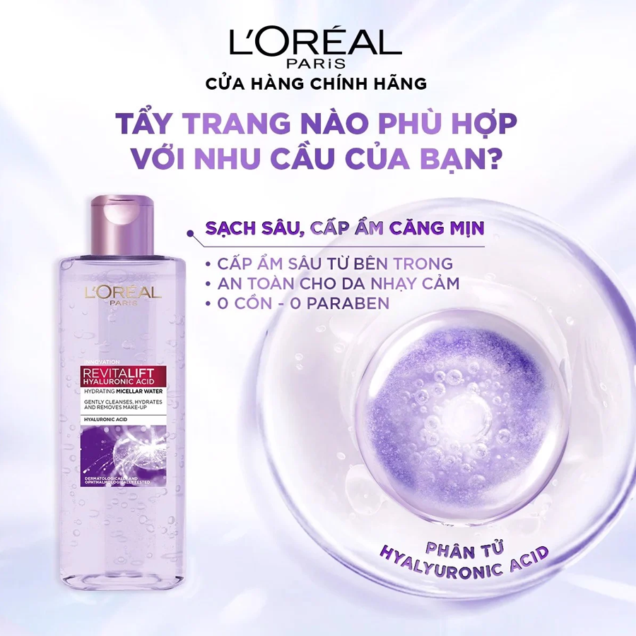 Nước tẩy trang L'Oréal Revitalift Hyaluronic Acid cấp ẩm 400ml 1