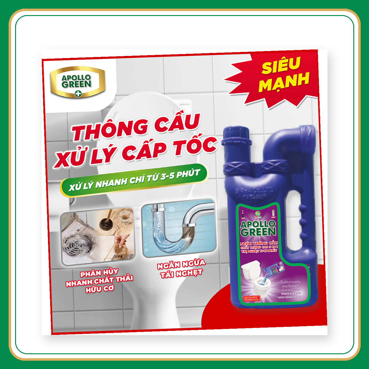 Nước thông cầu Thái Lan Apollo Green 1600gr