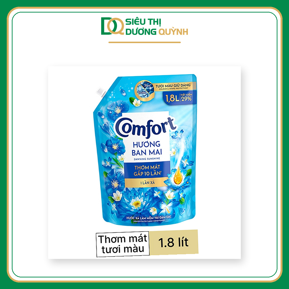 Nước xả vải Comfort Một Lần Xả hương Ban Mai túi 1,8 lít