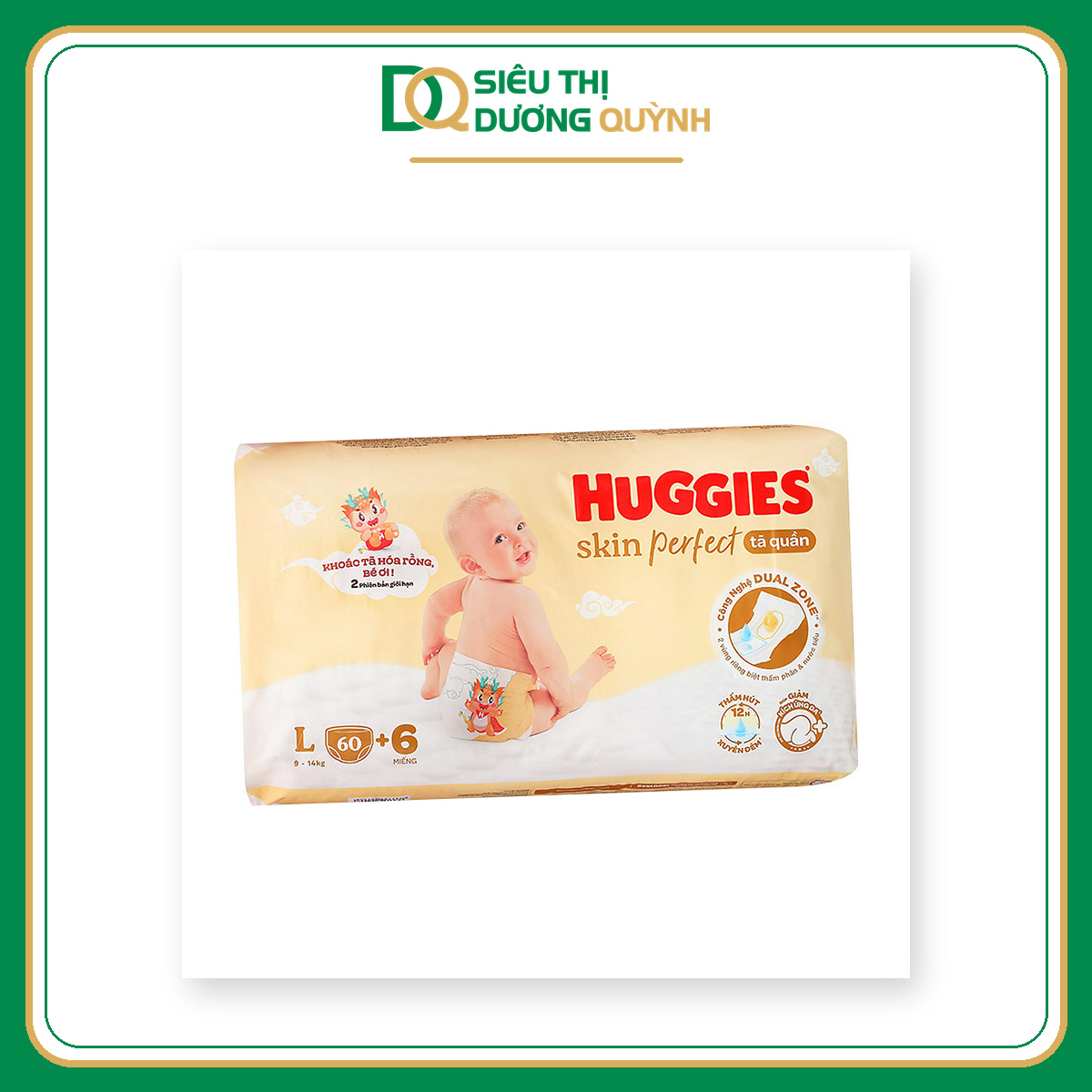 Tã quần Huggies Skin Perfect size L, 60 miếng (9-14kg)