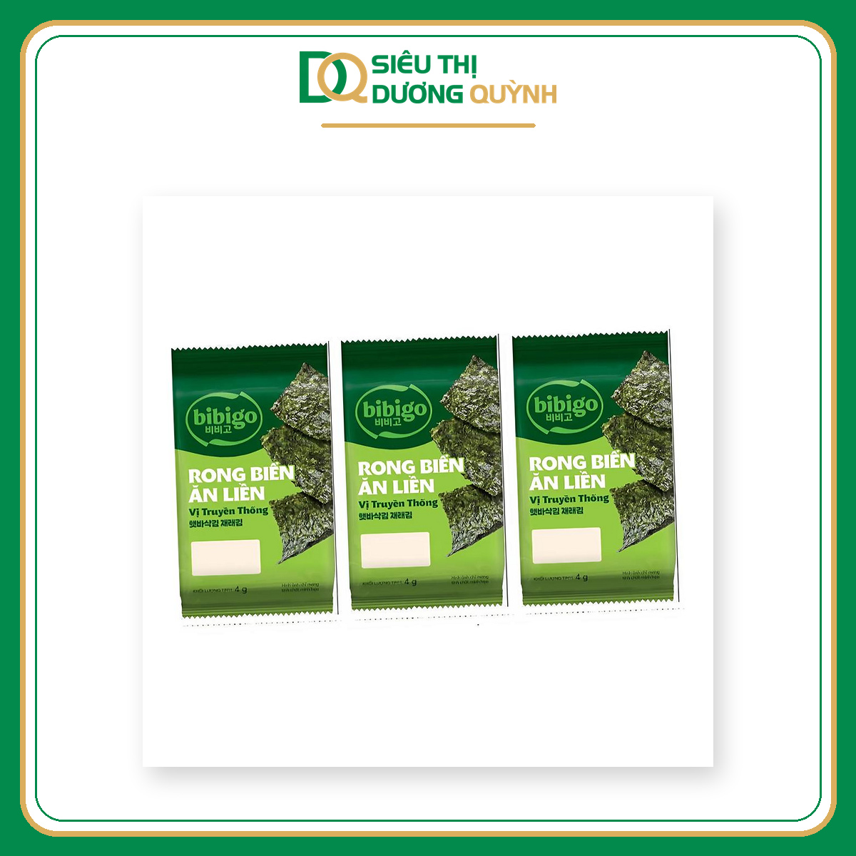 Rong biển ăn liền vị truyền thống Bibigo lốc 3 gói 4g