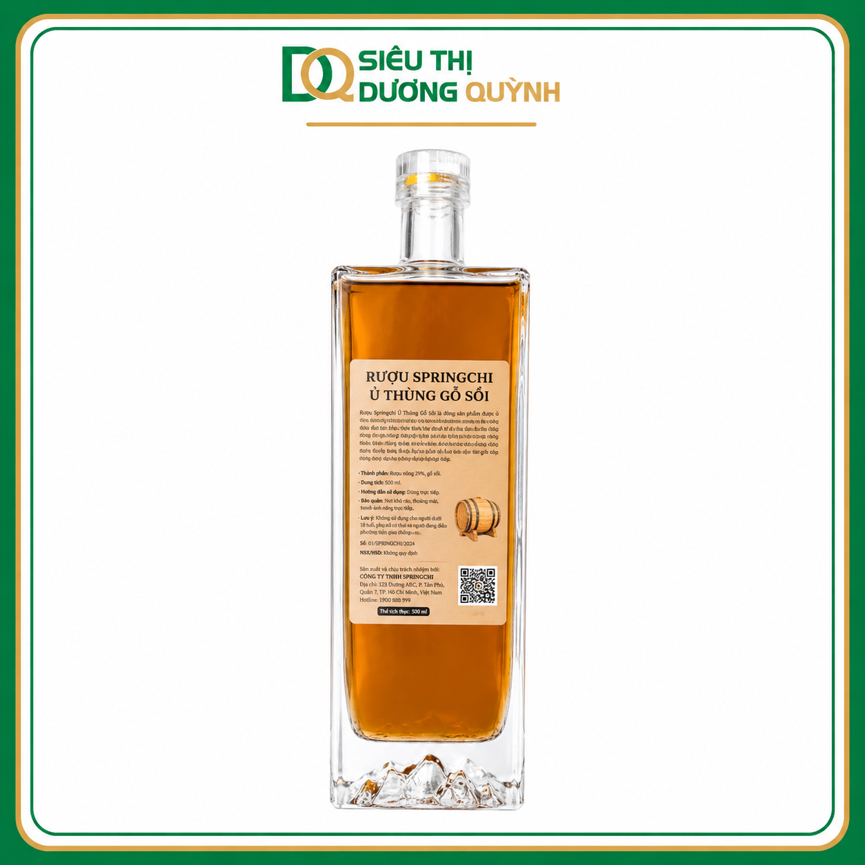 Rượu Springchi ủ thùng gỗ sồi 500ml 18 độ