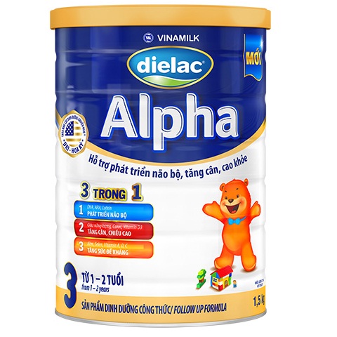Sữa bột Dielac Alpha 3 cho trẻ 1–2 tuổi lon 1,5kg