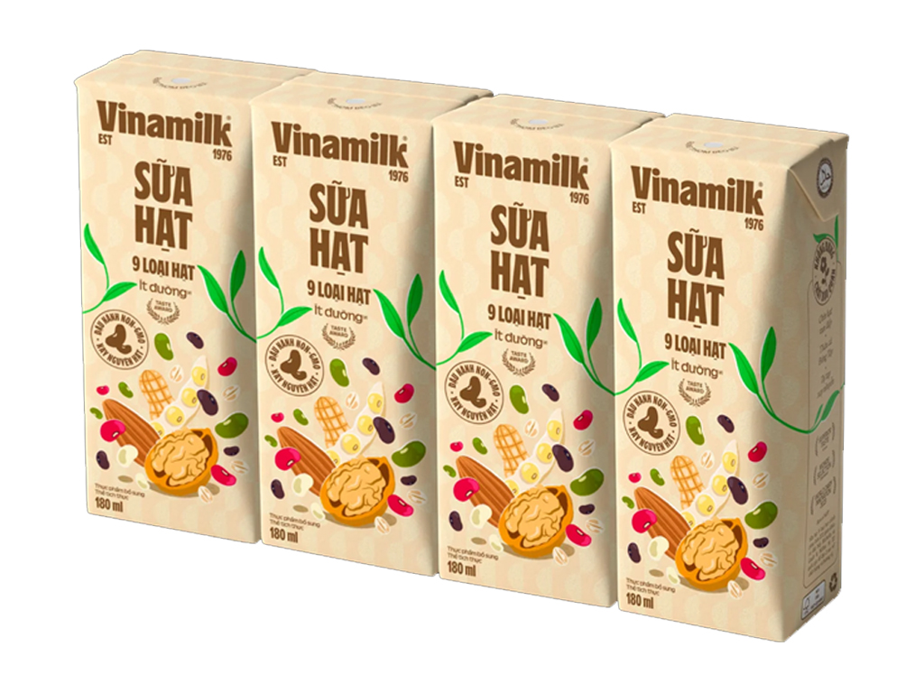 Sữa hạt Vinamilk ít đường 180ml (Lốc 4 hộp) 1