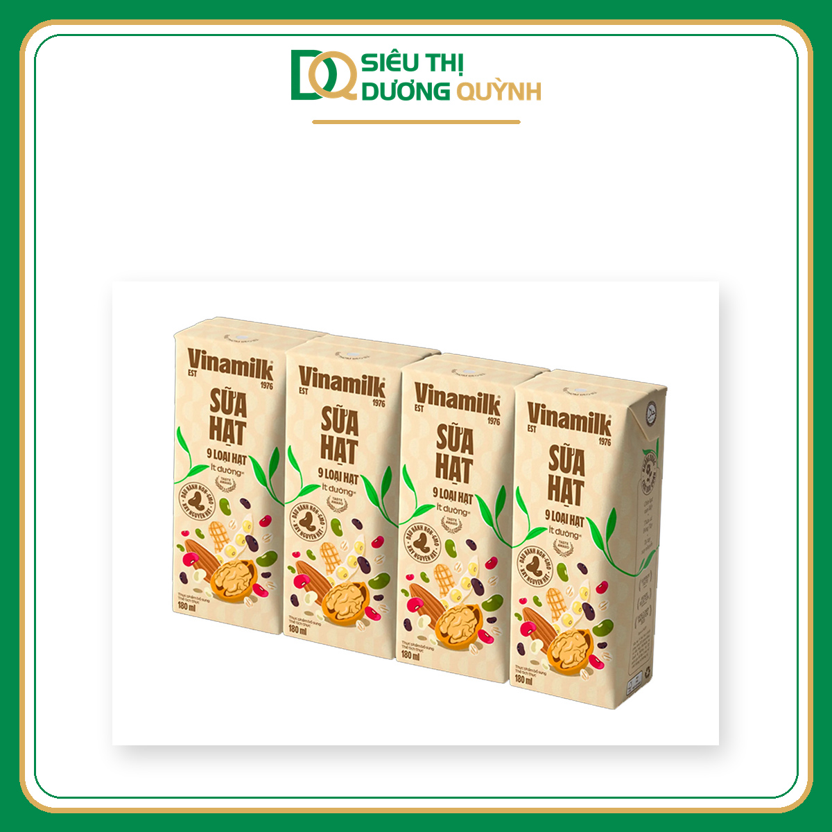 Sữa hạt Vinamilk ít đường 180ml (Lốc 4 hộp)