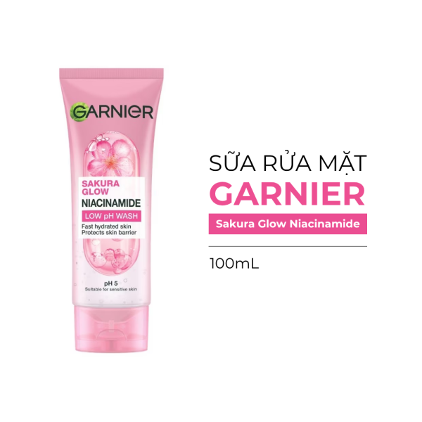 Sữa rửa mặt Garnier Sakura Glow Niacinamide Low pH 100ml 1
